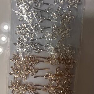 Elegant Silver and Gold Floral Hair Clips